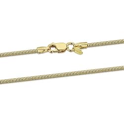 Amberta® Joyería - Collar - Fina Plata De Ley 925-18K Chapado en Oro - Cadena de Serpiente - 1.4 mm - 40 45 50 55 60 cm (45cm)