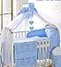 Luxury Baby Canopy/Mosquito Net 480 cm for Cot Bed + Holder/Rod (WHITE/BLUE PLAIN)