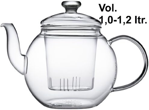 Teaposy Harvest Teapot with Glass Filter and Glass Lid 1.2 L Borosilicate Glass Heat-Resistant Dishwasher-Safe Ideal for Leaf Loose Tea