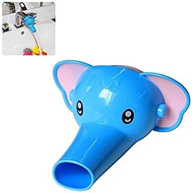 NingTeng Cartoon Elephant Shape Children Small Hand Wash Bathroom Sink Handle Tap Extender (Blue)