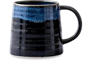 SECELES 400ml Duży Ceramiczny Kubek do Kawy z Dużym Uchwytem, 14oz Ręcznie Robiony Porcelanowy Kubek do Herbaty do Biura i Domu, Bezpieczny w Kuchence Mikrofalowej i Zmywarce (Gwiaździsty Niebieski)