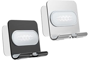 GUDGMTOY 2 piezas soporte de teléfono de ducha ajustable soporte de pared soporte de teléfono autoadhesivo reutilizable impermeable para teléfono y tableta manos libres soporte para teléfono celular soporte