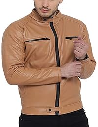 PU Leather Jacket with Fur Lining for Men