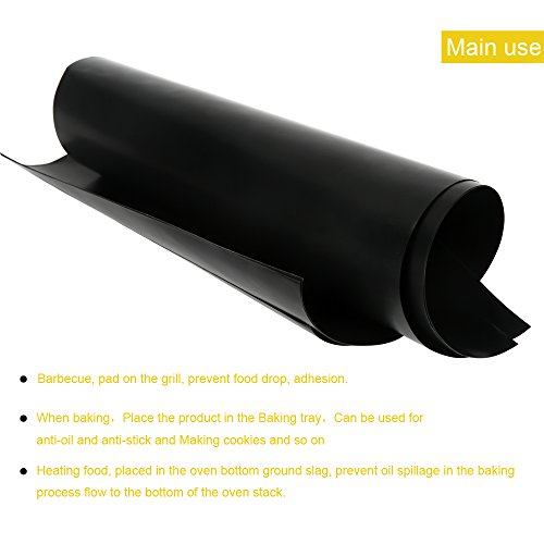 COKOSIM Satz von 5 Stücke BBQ Grill Matte – Wiederverwendbare Hochtemperaturbeständigkeit für Barbecue, Grillen, Backofen, Herd Kochen und Backen – Schwarz - 3