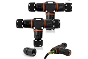 Forhome Pack of 2 Cable Connectors, Waterproof IP68, 3-Pin Earth Cable Connection Sleeve, T-shape Junction Box for Diameter 3-12 mm Cable Diameter, Outdoor Waterproof for Outdoor Garden