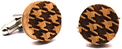 Wooden cufflinks Houndstooth. Fashion collection: natural beech wood shirt cufflinks for men, crafte