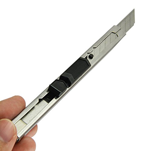 Ehdis® Light Duty 9mm Snap Off 30 Grad Klingen Slim Edelstahl Hülle abschließbar Box Cutters Graphic Messer mit Blade Snapper Hinzugefügt 10 Blades, 5 Set - 6