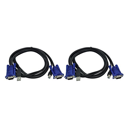 Mondpalast @ 2 Port KVM USB Switch Box Switch-Adapter mit 2 Kabel – zwei Computer mit 1 Monitor / Maus / Tastatur / Drucker verbinden - 3