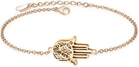 Emma Gioielli – Women Bracelet Stainless Steel Gold Pl. Chain Charm Pendant Fatima Hand Hamsa Khamsa – Gift Box
