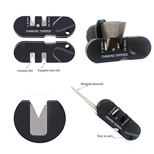 Aseun Messerschärfer 2 Stufen Mini Messerschleifer Knife Sharpener mit Schlüssel Kette - 3