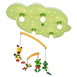 elobra - Lámpara de techo Wolke con Mobile 'Abejas y ranas', color verde 125953