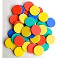 UpToSchoolWorksheets 100 Colorful 1In or 25mm Circular 3mm Thick Hard Foam Counters : for Counting, Addition, Subtraction,etc - Numeracy Teaching Supplies (5mm, Multicolour)