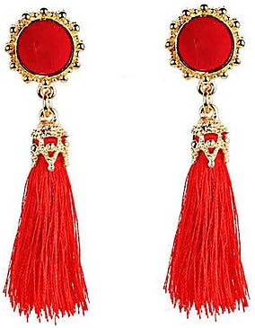 YYWUDAOQUN TT&amp;Dance Dresses Belly Dance Jewelry Women's Performance Polyester Tassel Earrings, fuchsia