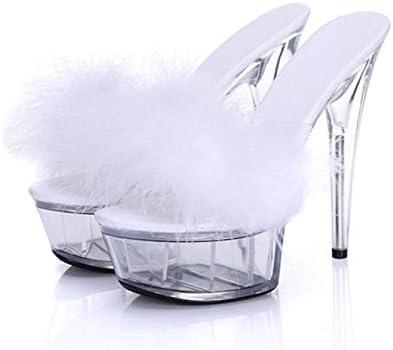 JSHOE 13 Cm Sexy Maomao Shoes / Women'S Shoes Patent Leather / Peep Toe / Slippers Heels / Slippers / Party / Evening,White-42