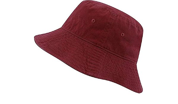 Travel Denim Bucket Cap Hat-(Maroon 