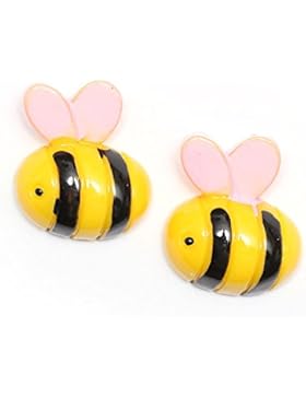 Idin Ohrclips - Biene mit hellrosa Flügeln (ca. 17 x 20 mm)