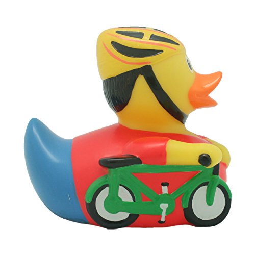 Quietscheente Radfahrer Ente, Gummiente, Quietscheentchen, Badeente, Quietsch Ente, Sammelfigur, Gummi Bade Spielzeug, LiLaLu, 2032 - 5