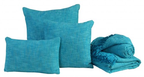 Homescapes Dekorative Kissenhülle 60 x 60 cm mit Reißverschluss Nirvana mit Knoten-Optik Kissenbezug aus 100% Baumwolle ohne Füllkissen, aqua türkis - 3