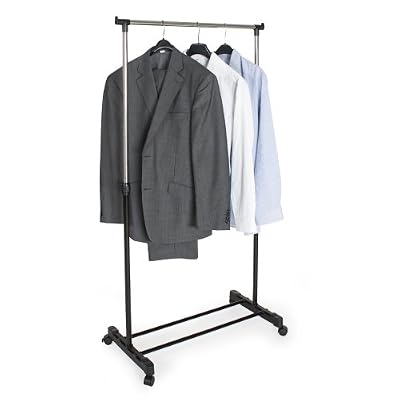 TecTake Valet de Chambre Séchoir à linge telescopique Garde-Robe avec roulettes blanc