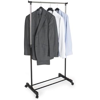 Yaheetech Grande Portant à Vêtements 2 Barres Extensibles Hauteur Reglable Metal Chrome Rangement De Stockage Inferieur 16118646