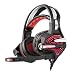 Produktbild Mvlike E-Sport-Vibration Kopfhörer, USB-Kanal-3D-Spiel Soundeffekte 50 mm große Lautsprecher, LED-Blendung, Computer-Headset mit Mikrofon Bass (Farbe : Rot, Design : USB7.1 Channel)