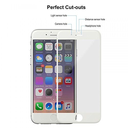 Ganvol Panzerglasfolie Apple iPhone 6 / 6S 3D Touch kompatible Schutzglas Panzerfolie (Es schützt den ebenes Display und gekrümmten Rand), Weiß - 4