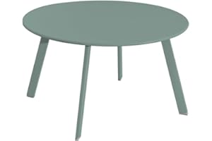 LOLAhome Mesa Auxiliar Marzia lacada Verde | Ø70x40 cm | De Acero con Revestimiento epoxi anticorrosión Interiores y Exteriores, jardín, terraza y balcón