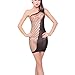 Produktbild W205 Damen Stretch Fischnetz Mesh Bodystocking verschnörkelte Net Tight Gesäß Rock Sexy Body Dessous Chemise One Size Schwarz