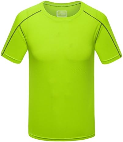 Byqny Mens Sport Fitness T-Shirt Breathable Fast Drying Tops Elasticity Ruinning Yoga Shirts Fashion Couple Tight T-Shirt Fluorescent Green #Men 4XL