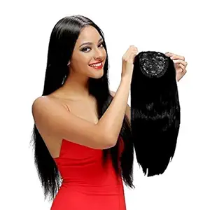 TRESSED UP HAIR Women Closure/Toppers Straight Silky Synthetic Hairs Black