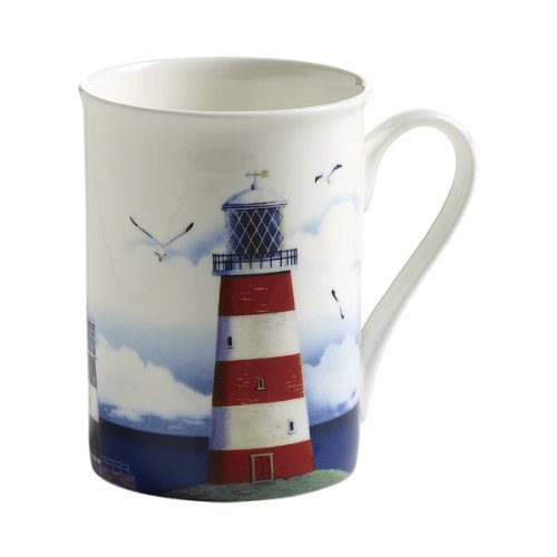 Maxwell & Williams S88005 Nautical Becher, Kaffeebecher, Tasse, Leuchtturm, in Geschenkbox, Porzellan