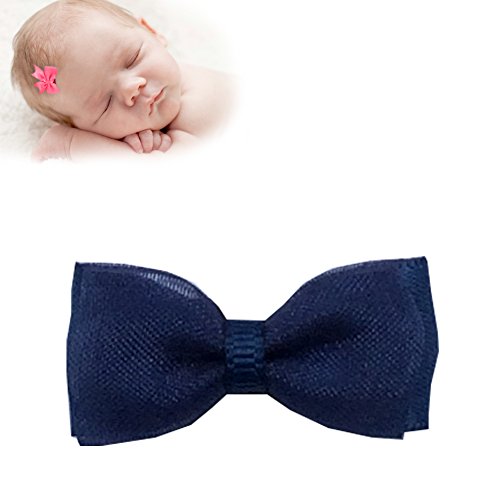 TruStay Clip - Organza baby hair bows - Best No Slip Barrette for Fine Hair (A12-Navy)