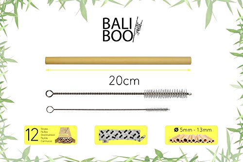 Bambus Strohhalme – 12 Wiederverwendbare Strohhalme aus Bambus (20cm). Handgefertigt in Bali. 100% ökologisch und natürlich. - 7