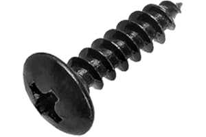 Oneyijun 20 pièces M5 x 16mm Vis à bois autotaraudeuses Acier Carbone Tête à bride ronde champignon Attaches Vis de perçage Noir