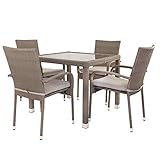  Conjunto de Mesa y sillas para terraza marrón de rattán plástico Garden - LOLAhome
