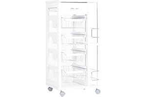 LIBEROSHOPPING.eu - LA TUA CASA IN UN CLIK Carrello salvaspazio con cesti portafrutta portabottiglie Ruote e Piano (Bianco)
