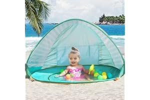 POPUPWAVE Tenda pop-up da spiaggia per bambini, tenda da spiaggia automatica portatile con piscina per bambini, leggera protezione UV per bambini, per bambini, picnic, giardino