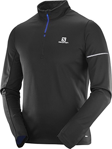 Salomon Herren Langarm-Sportshirt, Agile HZ Mid, Synthetik-Mischgewebe, schwarz/blau (black/Surf The Web), Gr. L, L40112800 Salomon Herren Langarm-Sportshirt, Agile HZ Mid, Synthetik-Mischgewebe, schwarz/blau (black/Surf The Web), Gr. L, L40112800