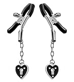 Master Series Black Charmed Heart Padlock Nipple Clamps
