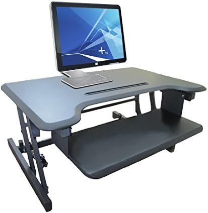 Ergoneer 2018 Newly Improved Sit to Stand Desk w/ Smooth Bevel-edged Retractable Keyboard Tray N Desktop, Premium 80cm Wide 15cm Thick Standing Desktop w/ PAD Slot (Black)