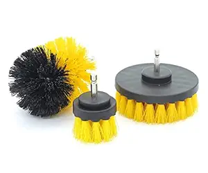 NewYouth 3 Piece Drill Brush Electric Washer Cleaning Brush Universal Drill Brush Set for Grouting, Flooring, Bathtub, Shower, Tile, Bathroom and Kitchen Surfaces- Drill not Included (Yellow)