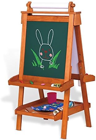 QFFL Easel Solid Wood Children's Drawing Board Lift Bracket-style Small Blackboard Sketchpad Honey Color 640 * 650mm Sketchpad