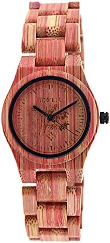 BEWELL Wooden Watch 100% Handmade Natural Colorful Bamboo Quartz Movement Analog Wristwatch for Men &amp; Women