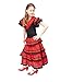 Produktbild La Senorita Spanische Flamenco Kleid/Kostüm - für Mädchen/Kinder - Schwarz/Rot (Größe 128-134 - Länge 85 cm- 7-8 Jahr, Mehrfarbig)