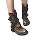 Produktbild Stiefel Damen Boots Freizeitschuhe Mode Mittel Militärstiefel Frauen Schnalle Kunstleder Stiefeletten Patchwork Schuhe Leder Boot ABsoar