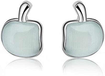 Candy jewelry S925 pure white fungus nail Christmas gift cat's-eye stone apple Stud Earrings