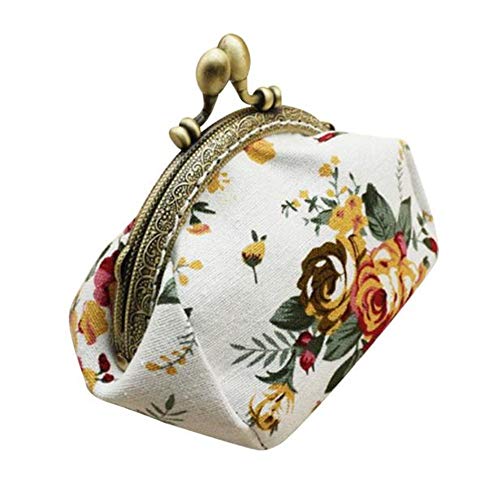 Wallet for Women,OUICE Women Lady Retro Vintage Flower Small Wallet Hasp Purse Clutch Bag (Free, White)