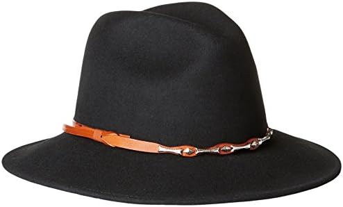 ale by Alessandra Women's La Concha Adjustable Felt Hat with Leather Trim, Black, One Size