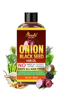 AMRUSOAL Onion Black Seed Hair Oil for Hair Growth for Men & Women - 60 ml | Anti Hair loss & Anti Dandruff hair oil