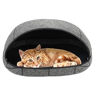 Barbieya – Cueva para Cama de Gato (Grande), Camas respetuosas con el Medio Ambiente, 100% Lana de Merino para Gatos, Cama para Gatos Hecha a Mano, Cueva Plegable para Gatos y Gatos